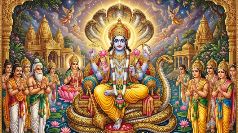 Vishnu Chalisa Lyrics in Hindi & English With Meaning | Complete 40 Chaupai